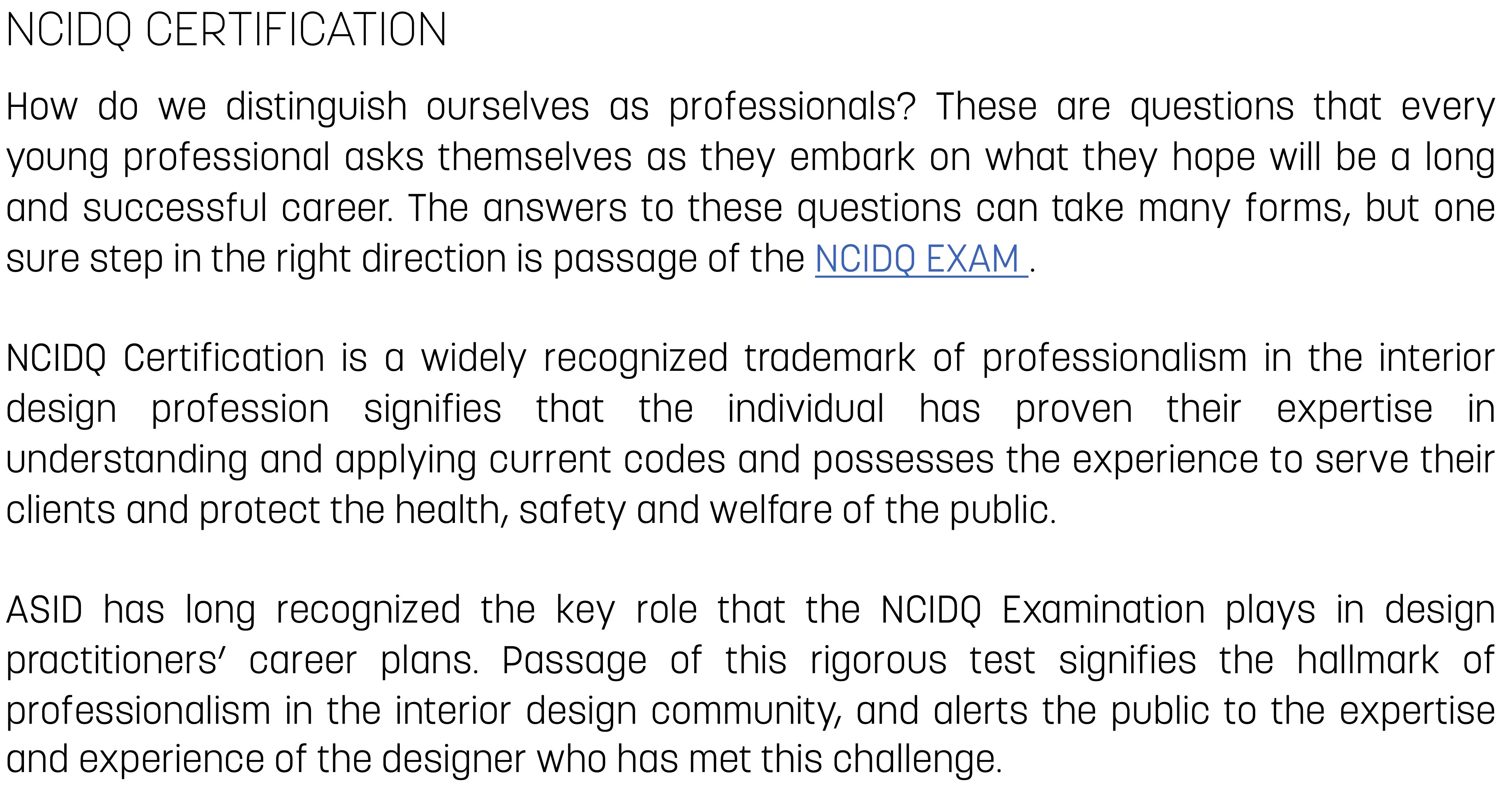 NCIDQ Exam, Interior Design Certification